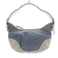 コーチ COACH ミニシグネチャー ワンショルダーバッグ ハンドバッグ 白 ホワイト 水色 ライトブルー 6351