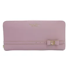 サマンサタバサ Samantha Thavasa プチチョイス Petit Choice リボンビジューベルトラウンドジップ長財布 ウォレット ロゴ レザー 紫 パープル /GV