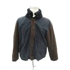 ニコル NICOLE ジャケット 上着 ミドル丈 M 紺 ネイビー 茶色 ブラウン スタンドカラー スエード調 /HO68 ■GY59