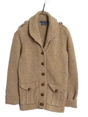 【お得なクーポン配布中!】 ラルフローレン ショールカラー コットン ニット カーディガン レディース S 古着 ポロ セーター ジャケット 前開き シンプル きれいめ 茶