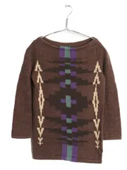 【お得なクーポン配布中!】 00s ローレン ラルフローレン ネイティブ ニット トップス レディース XS オールド ポロ コットン 7分袖 セーター ボートネック カットソー