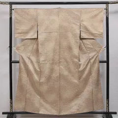 小紋 洗える着物 袷 身丈158cm 裄丈64cm ポリエステル Aランク Mサイズ 広衿 インフォーマル 松葉 ベージュ系 1215-16351