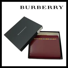 MU【BURBERRY】がま口 二つ折り財布 レザー ボルドー ノバチェック コンパクトウォレット バーバリー LONDON/ロンドン (MU-2065)