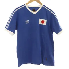 アディダス adidas Tシャツ M 青 Vネック 半袖 3本ライン /DU ■GY60