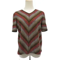 レリアン Leilian カットソー 9 マルチカラー Vネック ストライプ柄 半袖 /SM28 ■ECB001