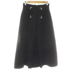 ルシェルブルー LE CIEL BLEU スカート 34 黒 レースアップデザイン Aライン フレアデザイン ミディ丈 ミモレ丈 ロング丈 /DU ■ECD001