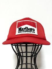 超希少】未使用 90s マルボロ レザーベルトストラップキャップ 黒赤