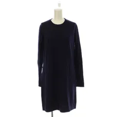 セオリーリュクス theory luxe ニット ワンピース ひざ丈 ウール 40 紺 ネイビー 無地 ラウンドネック 長袖 /LP ■GY58