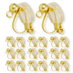 クリップ式 カン付き 丸玉 シリコン カバー 付き パーツ 金具 アクセサリーパーツ イヤリング 10ペア20個 (ゴールド)