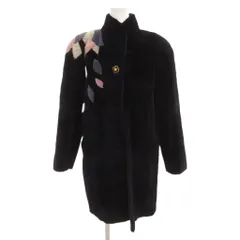 モウス-エム MOWUS-M シェアードミンクファー コート 毛皮 ロングフラワー 花柄  F ダークネイビー /JS ■GY18