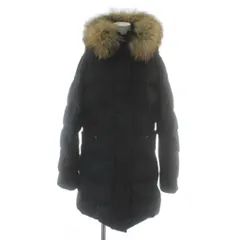 ピレネックス Pyrenex グルノーブル GRENOBLE ダウンコート アウター 毛皮 ラクーン ミドル フード ジップアップ ロゴ 42 黒 ブラック /XZ ■GY42