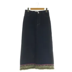 レッセパッセ LAISSE PASSE デニムスカート ロング フリンジ 刺繍 F ネイビー /MY ■OS ■GY60