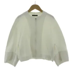 トゥモローランドコレクション TOMORROWLAND collection ナップコットン ジップアップブルゾン 14-07-11-07301 ノーカラー レース切替え 日本製 コットン混 オフ白 36のサムネイル