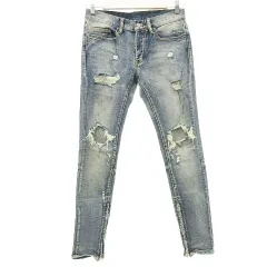 ミニマル mnml クラッシュ デニム パンツ スキニー スリム ジーンズ 29 青 ブルー