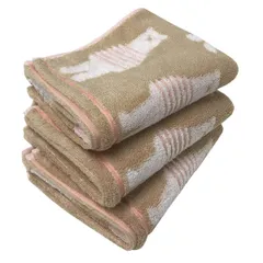 フェイスタオル 今治タオル 3枚組 ボーダーベアー柄 34x80cm (ブラウン3枚)