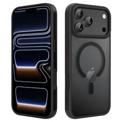 【新品】 DEVEPLUS iPhone 17 Pro 専用 ケース 【米軍MIL規格・マグネット搭載】 ワイヤレス充電 半透明のマット背面 指紋防止 滑り止め 衝撃吸収 ストラップホール付き 黄変防止 耐久性 iPhone 17 Pro 用 カバー(ブラ 1