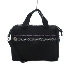 アナスイ ANNA SUI ミニ mini ハンドバッグ ショルダー 黒 ブラック 紫 パープル ロゴプリント 花柄 蝶チャーム /NU ■GY12