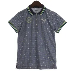 プーマ PUMA GOLF ポロシャツ 半袖 総柄 ネイビー M サンプル品 ■ECD001