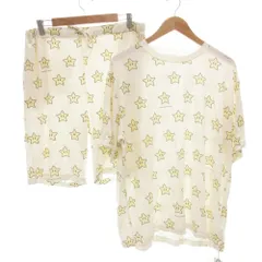 ジェラートピケオム GELATO PIQUE HOMME ×スーパーマリオ SUPER MARIO スター柄 タグ付き ルームウエア セットアップ 半袖Tシャツ ショートパンツ L イージー 白 ホワイト 黄 イエロー /GV