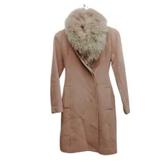 Pinky&Dianne ピンキーアンドダイアン ファーコート 38 M キャメル ブルーフォックス ウール ロングコート レディース アウター 毛抜けあり