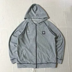 希少　archive　R.NEWBOLD×UMBRO　アンブロ　アールニューボールド　コラボレーション　エンブレムロゴ刺繍　パイル生地　フルジップアップ　フード付きパーカー　切り替えライン　グレー　XL　Y2K　C-BOY　pile zip up parka