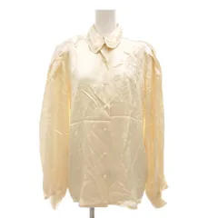 ピエールカルダン Pierre Cardin シャツ ブラウス 長袖 花柄 レース フリル 38 ベージュ /GV ■GY06