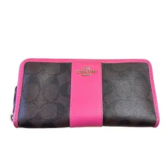  COACH コーチ 長財布 シグネチャー ピンク アコーディオン ジップ F54630【AT402】