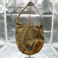 COACH コーチ ワンショルダーバッグ キャンバス×レザー ブラウン系 本革 シグネチャー ハンドバッグ