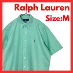 【美品】古着　ラルフローレン　半袖オックスフォード　シャツ　グリーン　M