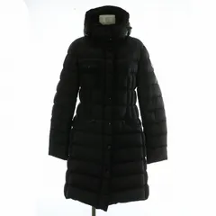 モンクレール MONCLER エルミンヌ HERMINE ダウンコート アウター ナイロン ロング フード ジップアップ ロゴ ワッペン 1 M 黒 ブラック D20934930005 53048 /XZ ■GY18