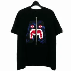 アベイシングエイプ A BATHING APE シャーク Tシャツ 半袖 両面プリント コットン XL ブラック 黒