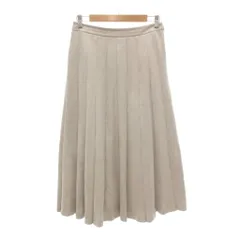 トランスワーク TRANS WORK プリーツスカート 38 グレージュ ミモレ ロング ベロア /NU ■GY06