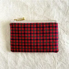 ハンドメイド　ミニポーチ　ファミリア風チェック