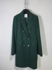 ダブル ボタン グリーン ロング 季節の変わり目 ジャケット