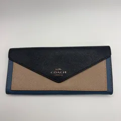 COACH コーチ 長財布 レター型 バイカラー ネイビー ベージュ ウォレット レディース 12122