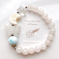 大玉ラリマー14.5mmクンツァイトパール天然石ブレスレット