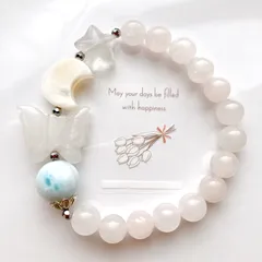 ラリマーローズクォーツ蝶々月星天然石ブレスレットパワーストーンブレスレット