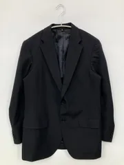 UNIQLO ユニクロ テーラードジャケット S ブラック ウール・ニット 無地 ミドル丈 フードなし シングル
