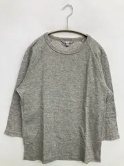 UNIQLO ユニクロ Tシャツ/カットソー M グレー 無地 ミドル丈 半端袖 クルーネック(丸首)