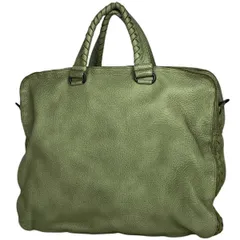 ボッテガヴェネタ BOTTEGAVENETA イントレチャート ハンドバッグ レザー グリーン レディース 【中古】