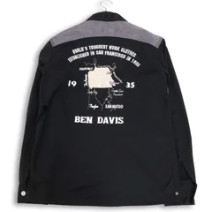 BEN DAVIS ベンデイビス 通年 ロゴ&地図 刺繍★ 長袖 ワーク シャツ ジャケット Sz.M メンズ 黒