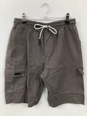 カーゴパンツ M グレー ハーフ・ひざ丈 無地 スタンダード レギュラー ウエストゴム・紐