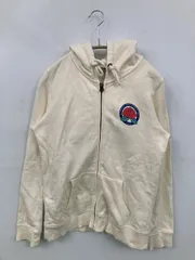 RCWB パーカー S アイボリー コットン 前面プリント バックプリント ワンポイント ブランドロゴ ジップアップ 長袖