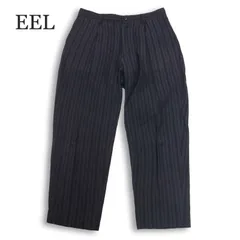 EEL イール 【少年パンツ】 春夏 ストレッチ リネン ストライプ タック パンツ スラックス Sz.S　メンズ ネイビー 日本製のサムネイル
