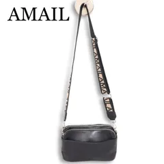 AMAIL アマイル 021280003 【AM genderless func bag】 ロゴ レザー ショルダー バッグ Sz.F レディース 黒