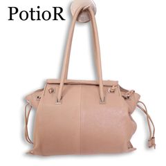 potior ポティオール ヤギ革 2way フラップハンドバッグ ショルダー付 