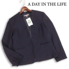 【新品 未使用】 A DAY IN THE LIFE ユナイテッドアローズ 通年 総裏★ ノーカラー ジャケット Sz.38　レディース ネイビー