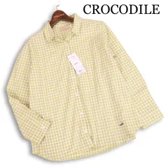 【新品 未使用】 CROCODILE クロコダイル 通年 ワニ刺繍♪ 長袖 チェック シャツ Sz.L　レディース