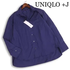 新品 未使用 UNIQLO +J ユニクロ × ジルサンダー 長袖 スーピマコットン オーバーサイズ シャツ Sz.L　レディース ネイビー