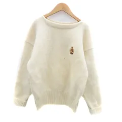 ポロ バイ ラルフローレン Polo by Ralph Lauren ニット セーター ラウンドネック 長袖 刺繍 ウール L オフホワイト /HO6 ■GY53